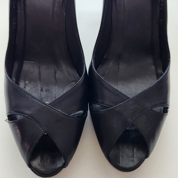Stuart Weitzman Black Criss Cross Open Toe women Shoes Platform Pumps - Picture 1 of 7